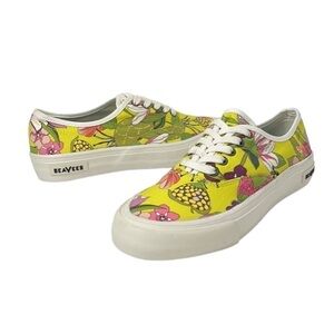 Trina Turk Legend Sneaker Women's 7 Cotton Canvas Yellow Multi Floral